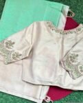 pure silk hand embroidery blouse / cream maggam blouse / raw silk zardosi blouse / hand embroidered blouse / designer ready made blouse