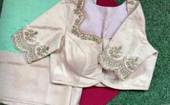 pure silk hand embroidery blouse /  cream maggam blouse / raw silk zardosi blouse / hand embroidered blouse / designer ready made blouse