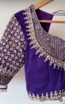 Hand Embroidered Pure Silk Blouse/purple Zardosi Maggam Saree Blouse,plus size blouse,hand work blouse,maggam blouse,purple saree blouse USA
