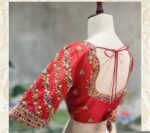 Hand Embroidered Pure Silk Blouse: Red Zardosi Maggam Saree Blouse,plus size blouse,hand work blouse,maggam blouse,red saree blouse USA