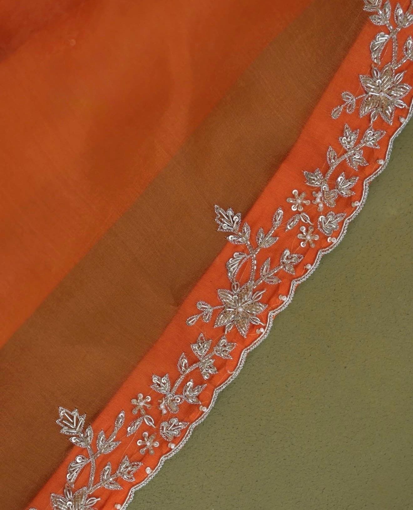 Orange handwork Saree:Hand Embroidered Blouse,Orange Indian Wedding Bridal Saree,luxury wedding saree,pure silk wedding saree,cocktail saree