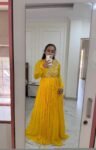 Lemon Yellow Anarkali Suit/Hand Embroidered full Haldi Dress,yellow anarkali kurta/simple anarkali dress,haldi outfit,handwork kurta USA