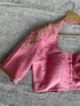 Pink Silk Saree Blouse/Hand Embroidered Zardosi Maggam Blouse,plus size blouse,collar blouse,handwork blouse pink,mix and match blouse pink