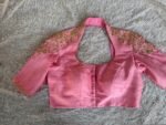 Pink Silk Saree Blouse/Hand Embroidered Zardosi Maggam Blouse,plus size blouse,collar blouse,handwork blouse pink,mix and match blouse pink