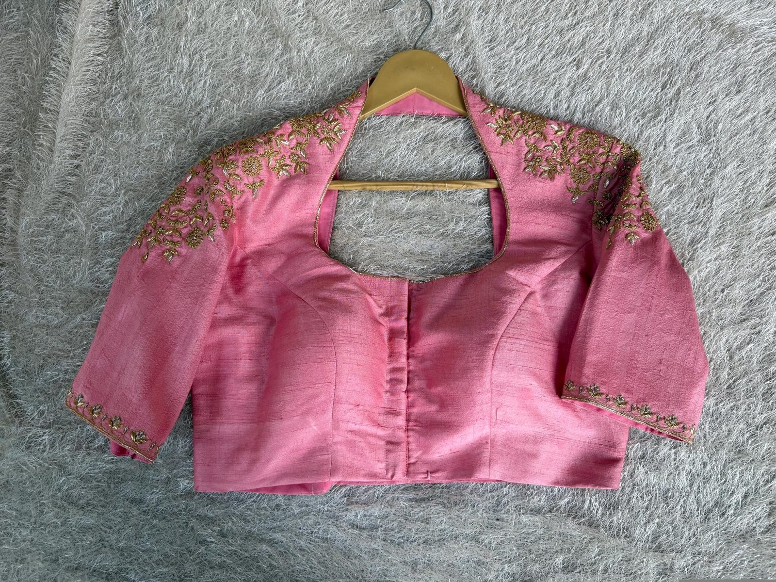Pink Silk Saree Blouse/Hand Embroidered Zardosi Maggam Blouse,plus size blouse,collar blouse,handwork blouse pink,mix and match blouse pink