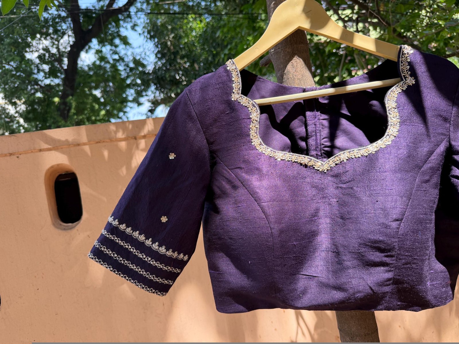 Blue Raw Silk Blouse: Hand Embroidered Zardosi Maggam Work/blue saree blouse,plus size blouses,custom made blouses/hand embroidered blouse u