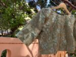 Hand Embroidered Zardosi Silk Blouse: Light Gold Maggam Work,cream tissue blosue,high neck blouse,saree blouses,mix and match saree blouse