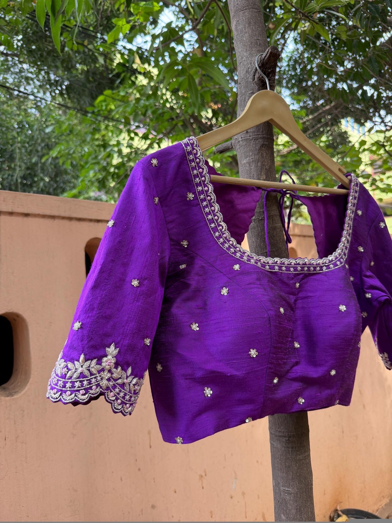 Purple hand embroidery blouse/saree maggam work blouse/purple saree blouse/purple hand embroidered blouse/ready made blouse zardosi/voggish