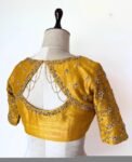 pure silk hand embroidery blouse/saree maggam blouse/yellow zardosi blouse/hand embroidered blouse/mustard yellow ready made blouse zardosi