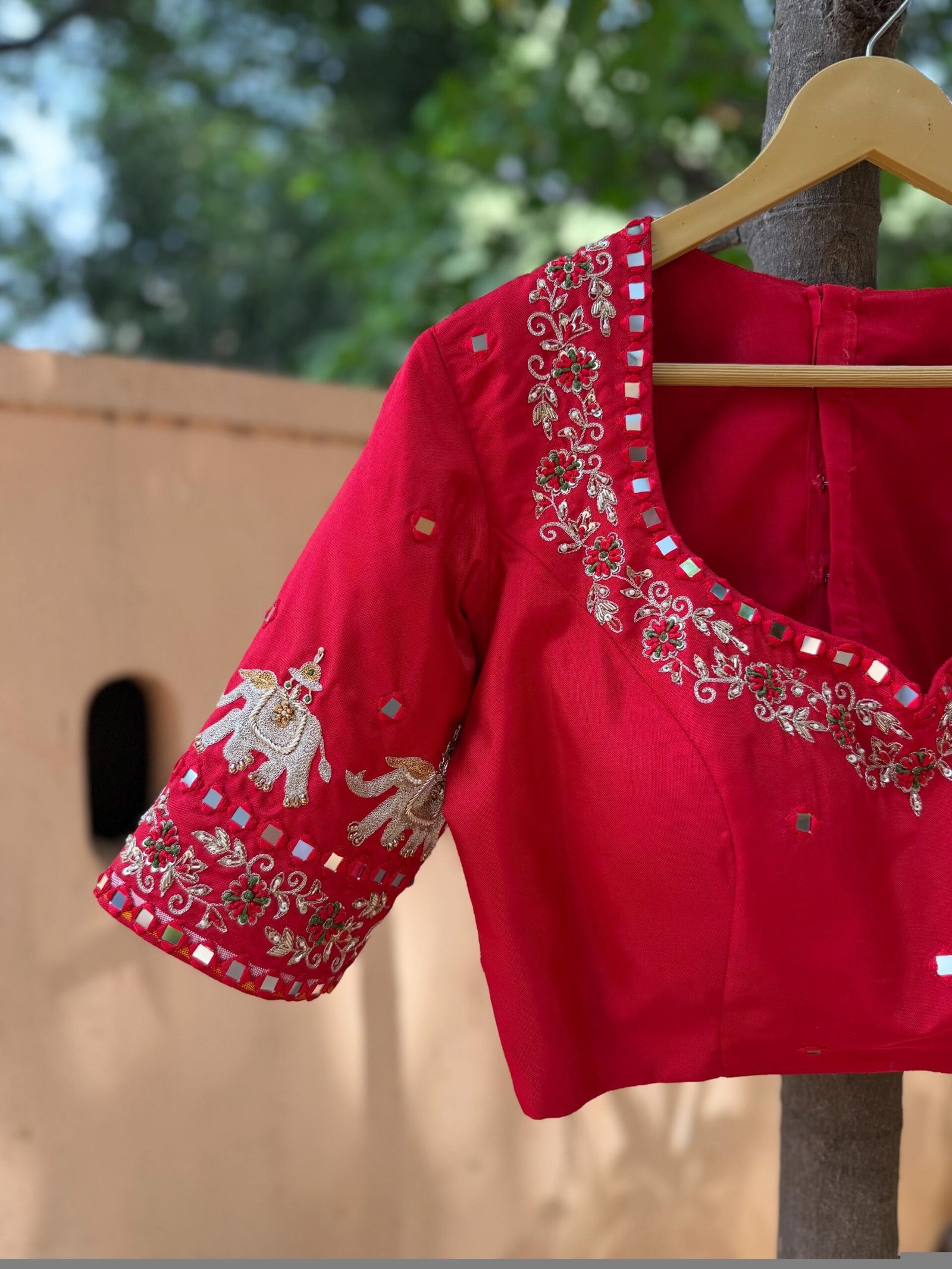 Hand Embroidered Zardosi Blouse: Dark Red Silk Maggam Saree Blouse,red saree blouse,mirror work blouse,handwork blouse,plus size blouse USA