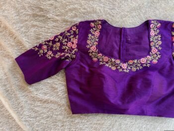 Purple hand embroidery blouse/saree maggam work blouse/purple saree blouse/purple hand embroidered blouse/ready made blouse zardosi/voggish