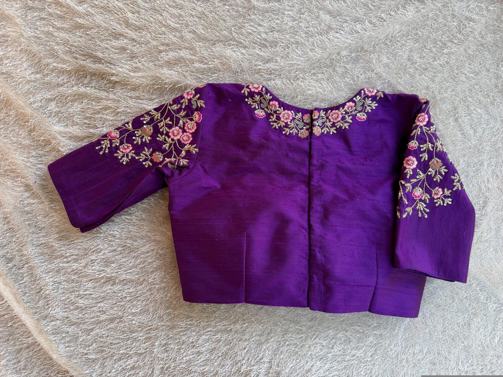 Purple hand embroidery blouse/saree maggam work blouse/purple saree blouse/purple hand embroidered blouse/ready made blouse zardosi/voggish