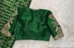 pure silk hand embroidery blouse/green saree maggam blouse/raw silk banarasizardosi blouse/hand embroidered blouse/ready made blouse zardosi