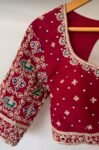 Hand Embroidered Pure Silk Blouse: Red Zardosi Maggam Saree Blouse,plus size blouse,hand work blouse,maggam blouse,red saree blouse USA