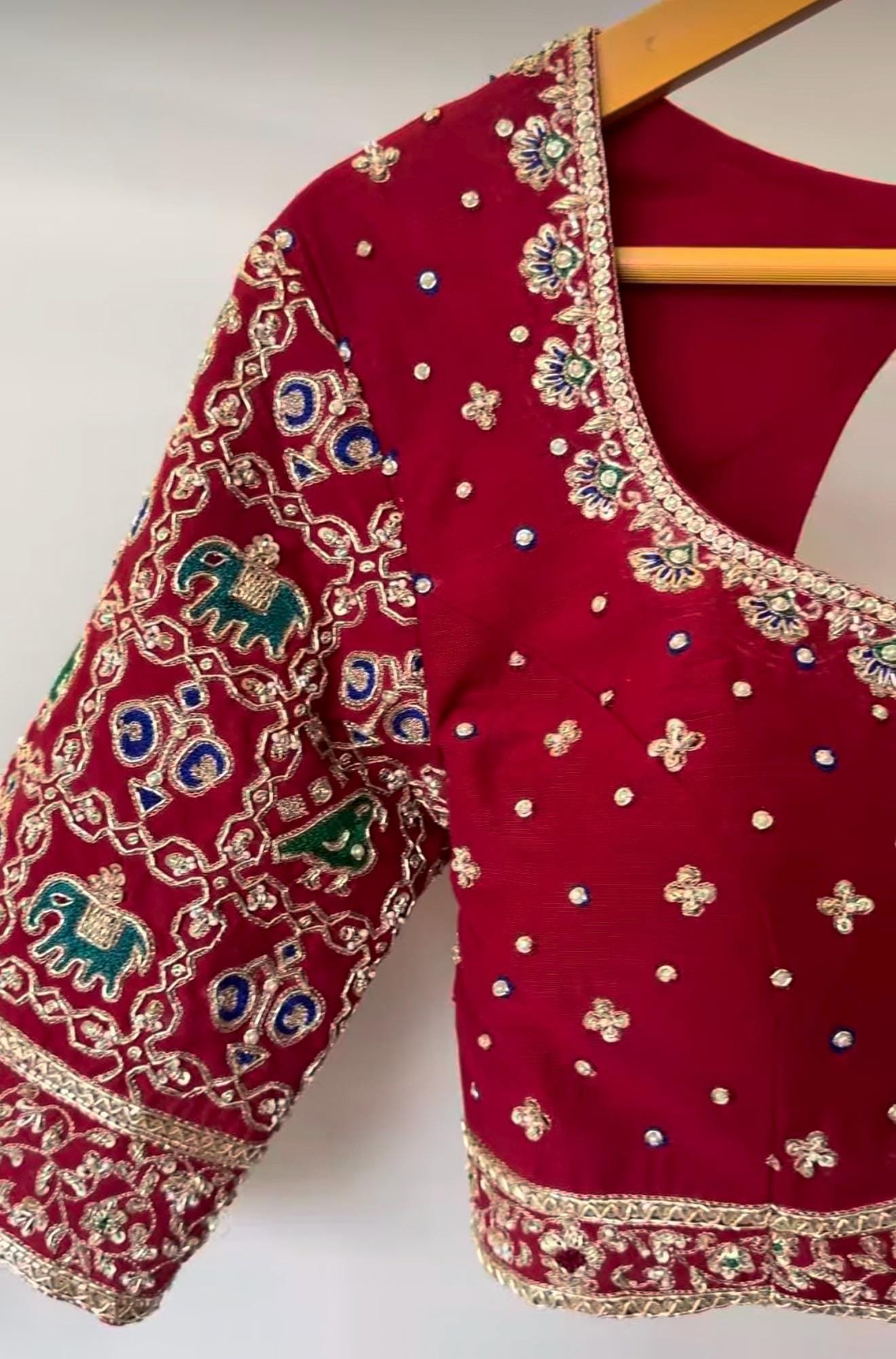 Hand Embroidered Pure Silk Blouse: Red Zardosi Maggam Saree Blouse,plus size blouse,hand work blouse,maggam blouse,red saree blouse USA