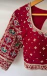 Hand Embroidered Pure Silk Blouse: Red Zardosi Maggam Saree Blouse,plus size blouse,hand work blouse,maggam blouse,red saree blouse USA