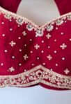 Hand Embroidered Pure Silk Blouse: Red Zardosi Maggam Saree Blouse,plus size blouse,hand work blouse,maggam blouse,red saree blouse USA