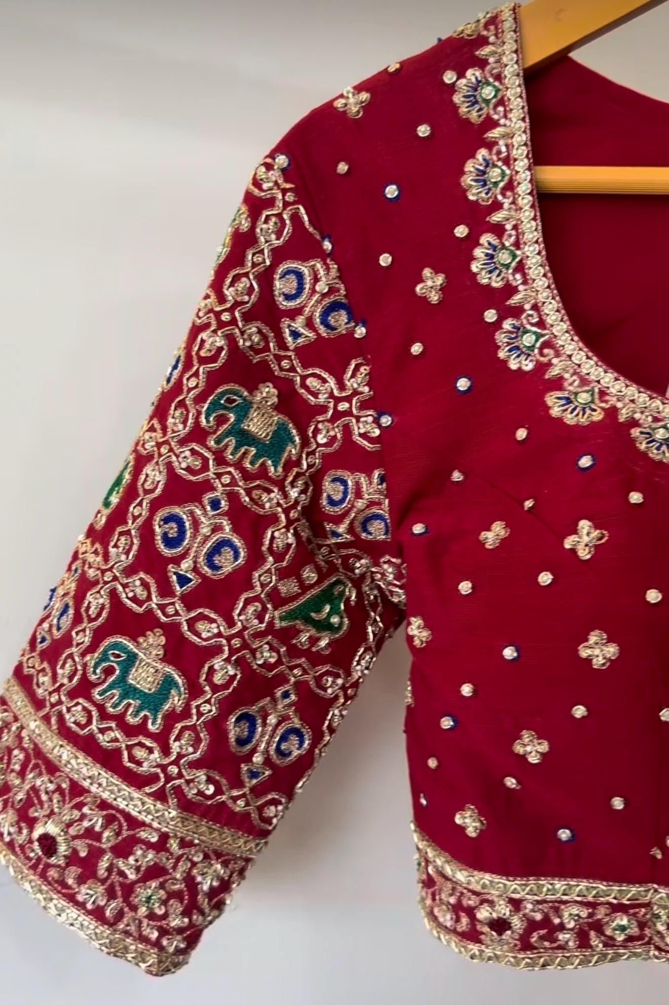 Hand Embroidered Pure Silk Blouse: Red Zardosi Maggam Saree Blouse,plus size blouse,hand work blouse,maggam blouse,red saree blouse USA