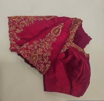 pure silk hand embroidery blouse/saree maggam blouse/red zardosi blouse/maroon red hand embroidered blouse/red ready made blouse zardosi