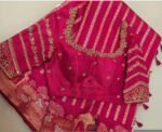 Hand Embroidered Silk Zardosi Blouse: Magenta Pink Maggam Work/pink maggam blouse,plus size blouses,hand work blouse,hand work blouses usa
