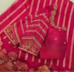 Hand Embroidered Silk Zardosi Blouse: Magenta Pink Maggam Work/pink maggam blouse,plus size blouses,hand work blouse,hand work blouses usa