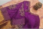 Purple hand embroidery blouse/saree maggam work blouse/purple saree blouse/purple hand embroidered blouse/ready made blouse zardosi/voggish