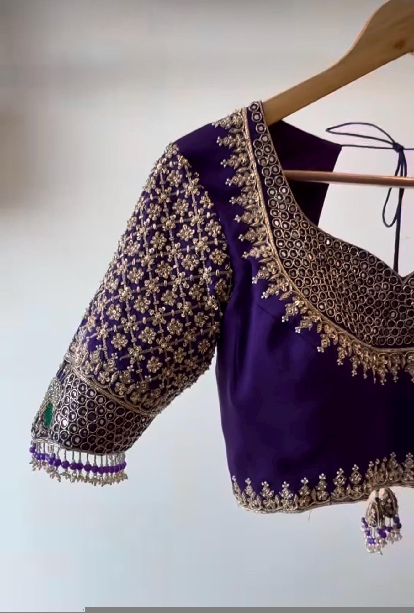 Hand Embroidered Pure Silk Blouse/purple Zardosi Maggam Saree Blouse,plus size blouse,hand work blouse,maggam blouse,purple saree blouse USA