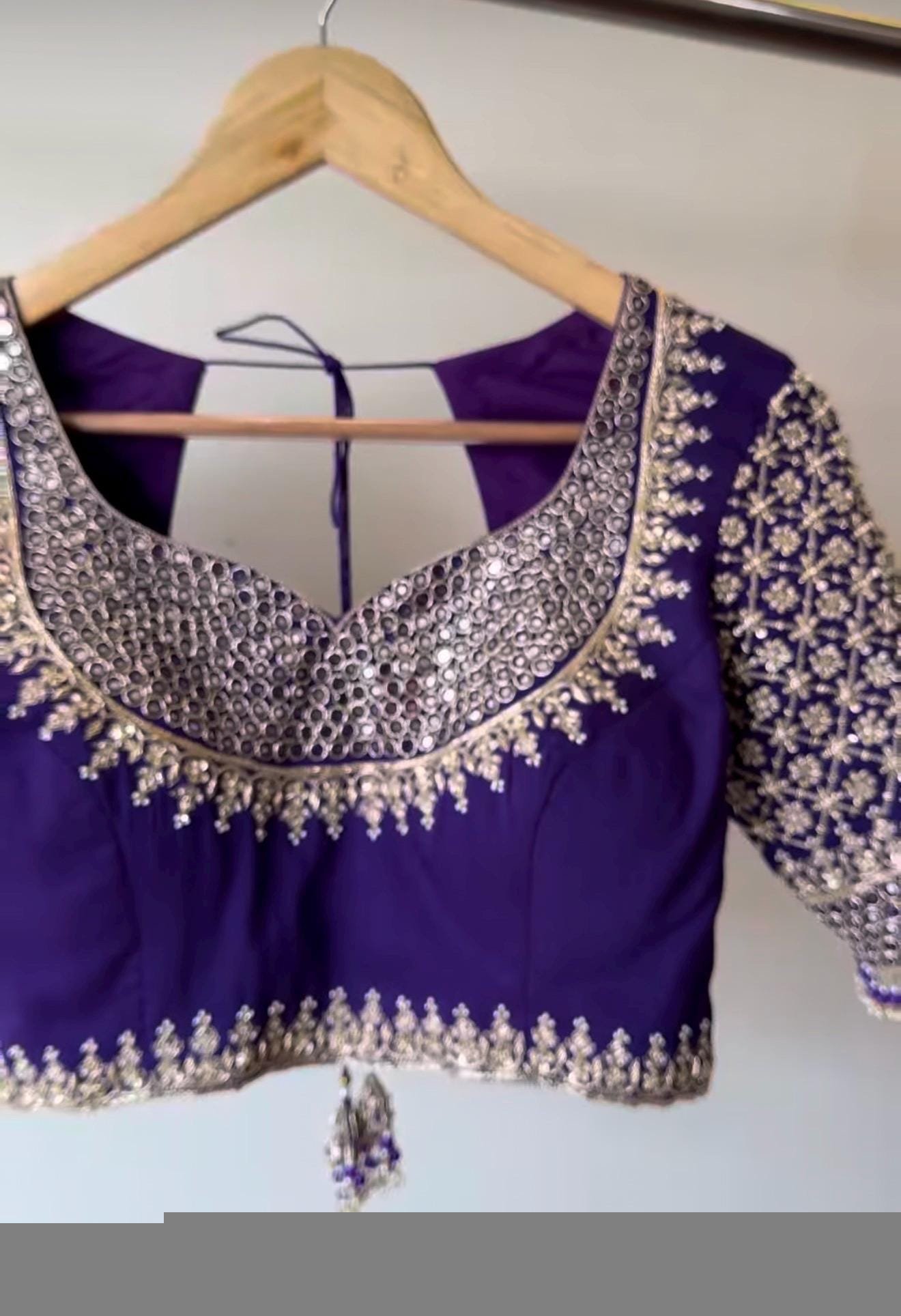 Hand Embroidered Pure Silk Blouse/purple Zardosi Maggam Saree Blouse,plus size blouse,hand work blouse,maggam blouse,purple saree blouse USA