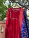 Hand embroidered Anarkali with pure handloom ikkat dupatta/anarkali suit set/anarkali with pochampally dupatta/Indian dresses/ikkat dupatta