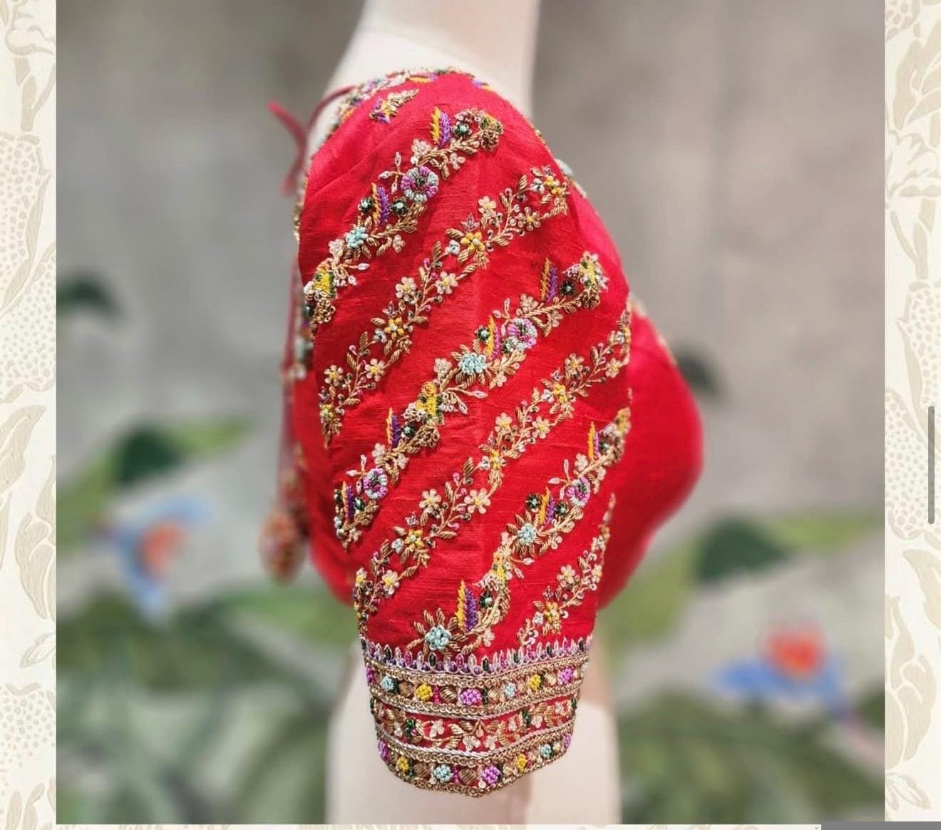 Hand Embroidered Pure Silk Blouse: Red Zardosi Maggam Saree Blouse,plus size blouse,hand work blouse,maggam blouse,red saree blouse USA