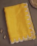 Yellow handwork Saree:Hand Embroidered Blouse,green Indian Wedding Bridal Saree,luxury wedding saree,pure silk wedding saree,cocktail saree