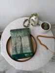 Traditional border silk saree with stitched blouse|traditional saree with readymade blouse/silk sarees USA/semi silk saree/green silk saree
