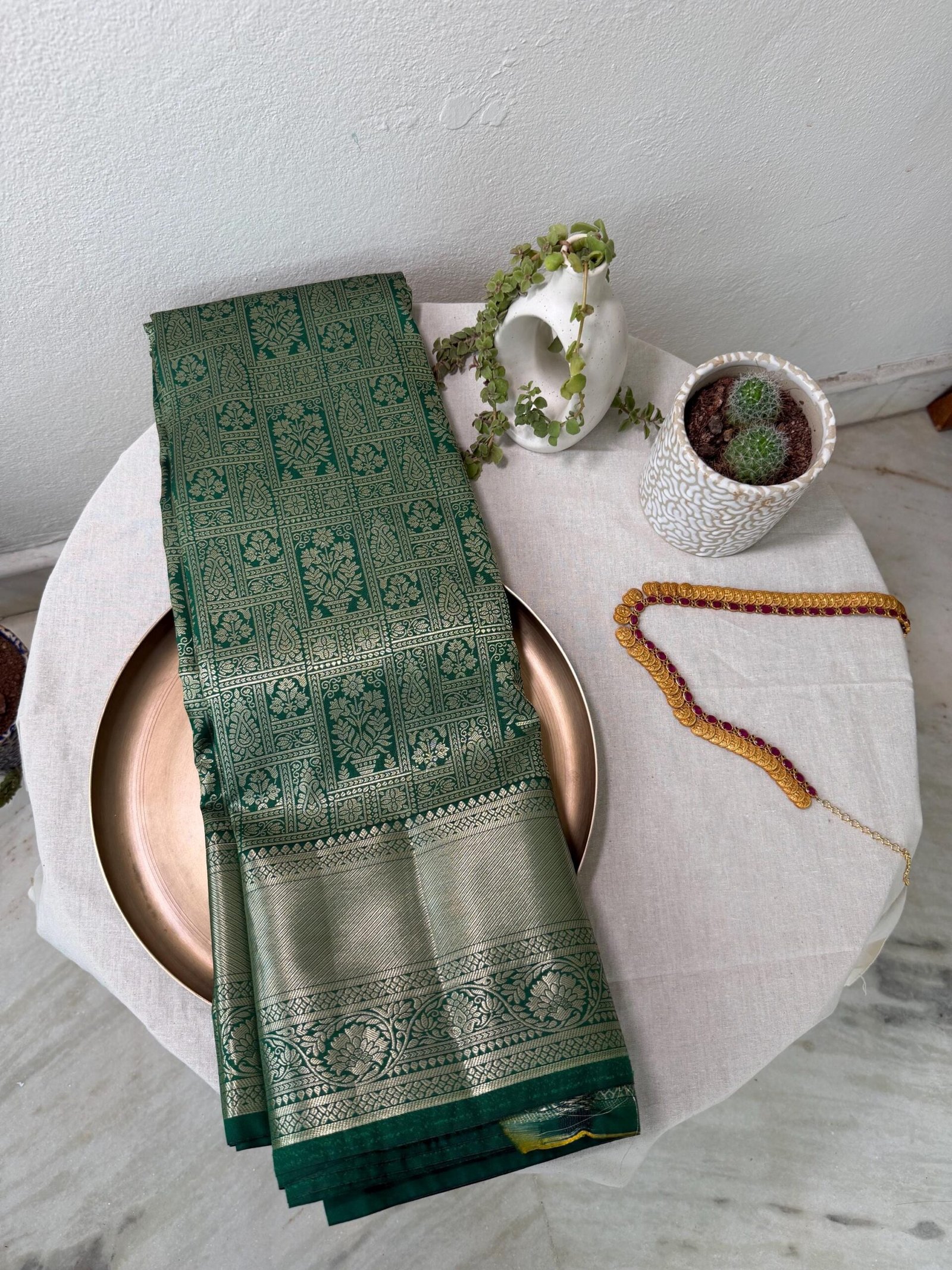 Traditional border silk saree with stitched blouse|traditional saree with readymade blouse/silk sarees USA/semi silk saree/green silk saree