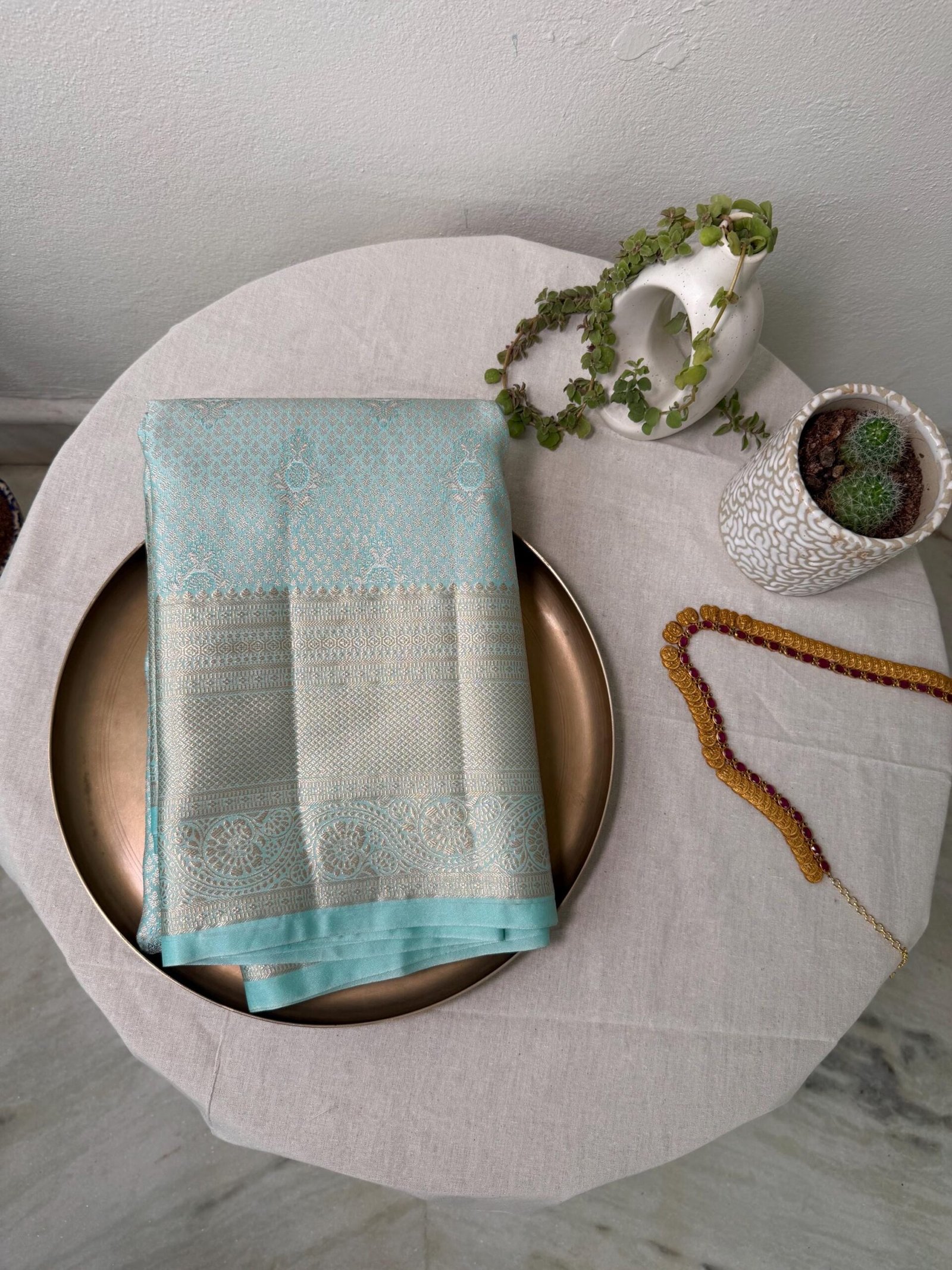 Traditional border silk saree with stitched blouse|traditional saree with readymade blouse/silk sarees USA/semi silk saree/blue silk saree