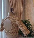pure silk hand embroidery wedding blouse/saree maggam blouse/beige zardosi blouse/golden bridal blouse /ready made hand embroidered blouse