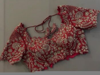 pure silk hand embroidery bridal blouse/ maggam blouse/red bridal zardosi blouse/red hand embroidered blouse/heavy embroidery wedding blouse