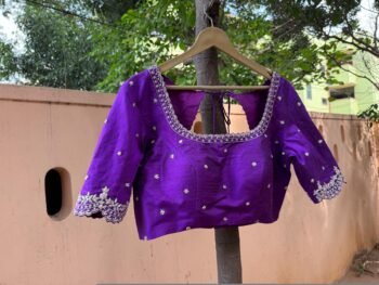 Purple hand embroidery blouse/saree maggam work blouse/purple saree blouse/purple hand embroidered blouse/ready made blouse zardosi/voggish
