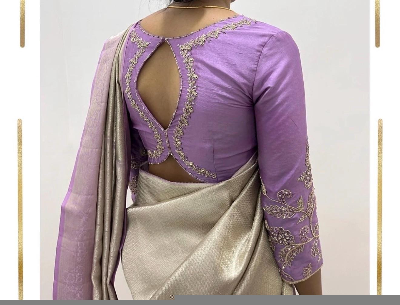 pure silk hand embroidery blouse/lavender maggam blouse/pink hand embroidered blouse/pink ready made blouse zardosi/pink lavender blouse