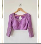 pure silk hand embroidery blouse/lavender maggam blouse/pink hand embroidered blouse/pink ready made blouse zardosi/pink lavender blouse