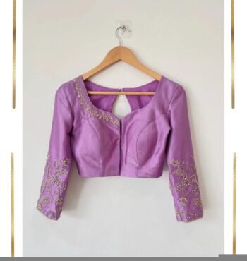 pure silk hand embroidery blouse/lavender maggam  blouse/pink hand embroidered blouse/pink ready made blouse zardosi/pink lavender blouse