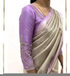 pure silk hand embroidery blouse/lavender maggam blouse/pink hand embroidered blouse/pink ready made blouse zardosi/pink lavender blouse