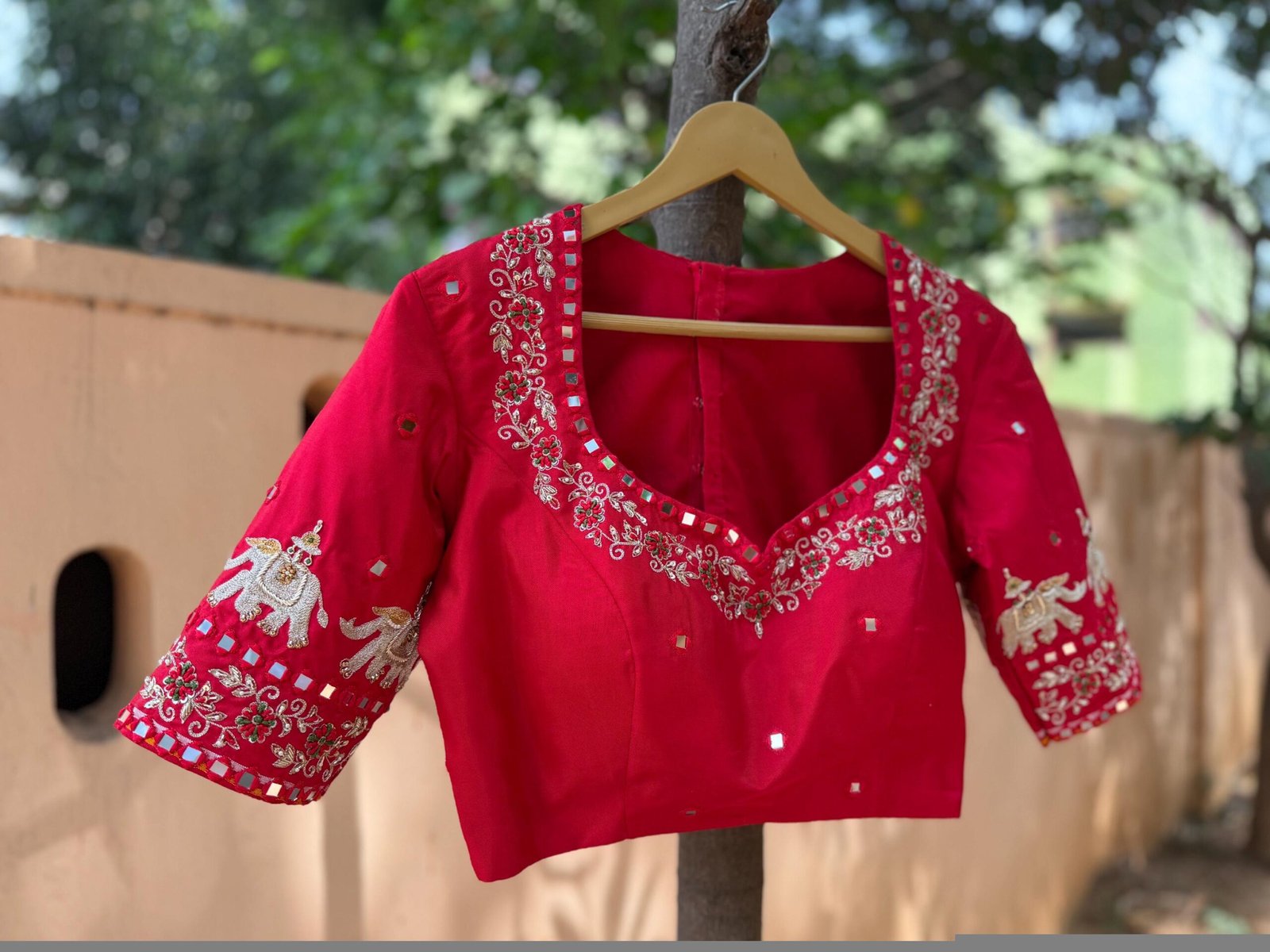 Hand Embroidered Zardosi Blouse: Dark Red Silk Maggam Saree Blouse,red saree blouse,mirror work blouse,handwork blouse,plus size blouse USA