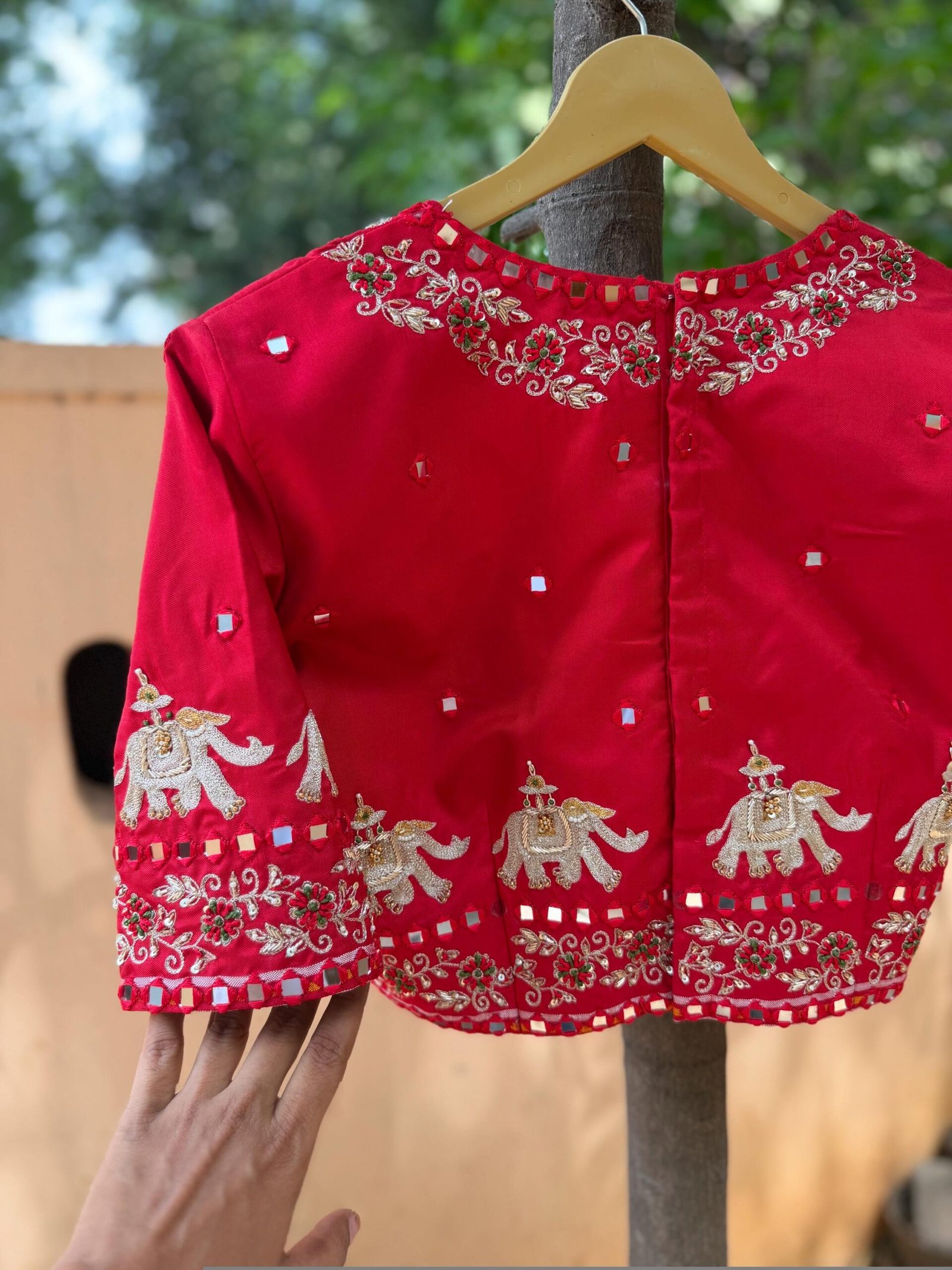 Hand Embroidered Zardosi Blouse: Dark Red Silk Maggam Saree Blouse,red saree blouse,mirror work blouse,handwork blouse,plus size blouse USA