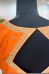 pure silk hand embroidery blouse/orange saree maggam blouse/raw silk zardosi blouse/hand embroidered blouse/ready made blouse/orange blouse