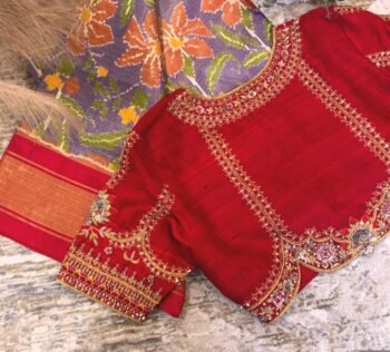 Hand Embroidered Zardosi Silk Blouse,red Maggam Work, Multicolor hand Embroidery blouse,patola blouse,plus size blouses,red hand workblouse