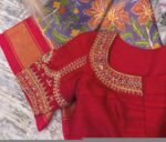 Hand Embroidered Zardosi Silk Blouse,red Maggam Work, Multicolor hand Embroidery blouse,patola blouse,plus size blouses,red hand workblouse