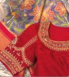 Hand Embroidered Zardosi Silk Blouse,red Maggam Work, Multicolor hand Embroidery blouse,patola blouse,plus size blouses,red hand workblouse