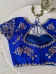pure silk hand embroidery blouse/maggam blouse/blue raw silk zardosi blouse/hand embroidered blouse/roya blue short sleeve ready made blouse