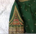 pure silk heavy hand embroidery blouse /bridal green maggam blouse/green zardosi blouse/hand embroidered blouse/green wedding ready blouse
