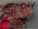 pure silk hand embroidery bridal blouse/ maggam blouse/red bridal zardosi blouse/red hand embroidered blouse/heavy embroidery wedding blouse